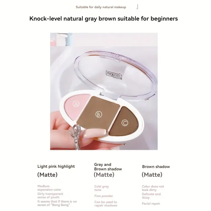 3 Color Contour Palette Face Sculpting & Nose Shading Trio - Highlight, Contour & Bronze in One Compact for Defined Features
