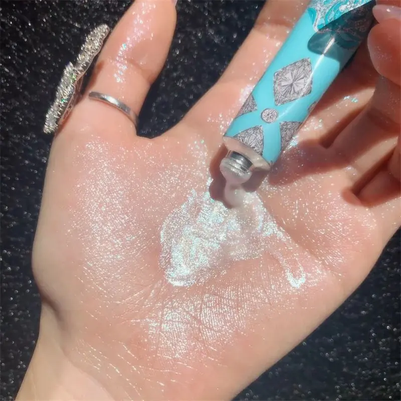 Diamond Glitter Highlighter Cream Liquid Makeup Face Contour Glow Body Shimmer Sparkling Illuminating Highlight for All Skin
