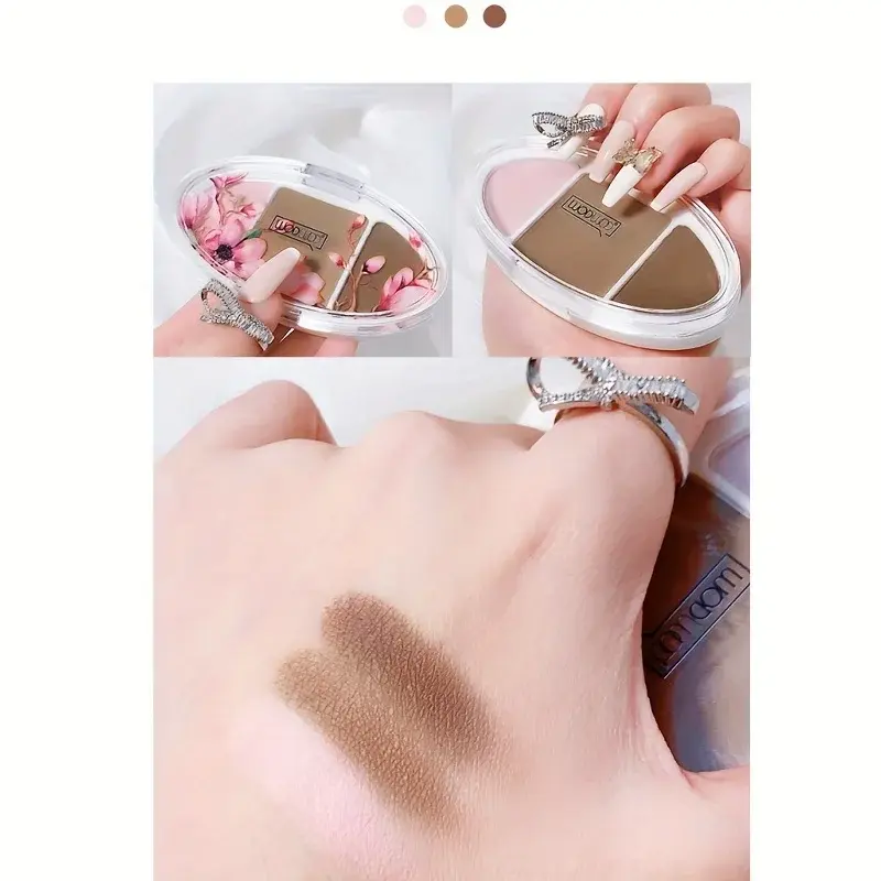 3 Color Contour Palette Face Sculpting & Nose Shading Trio - Highlight, Contour & Bronze in One Compact for Defined Features