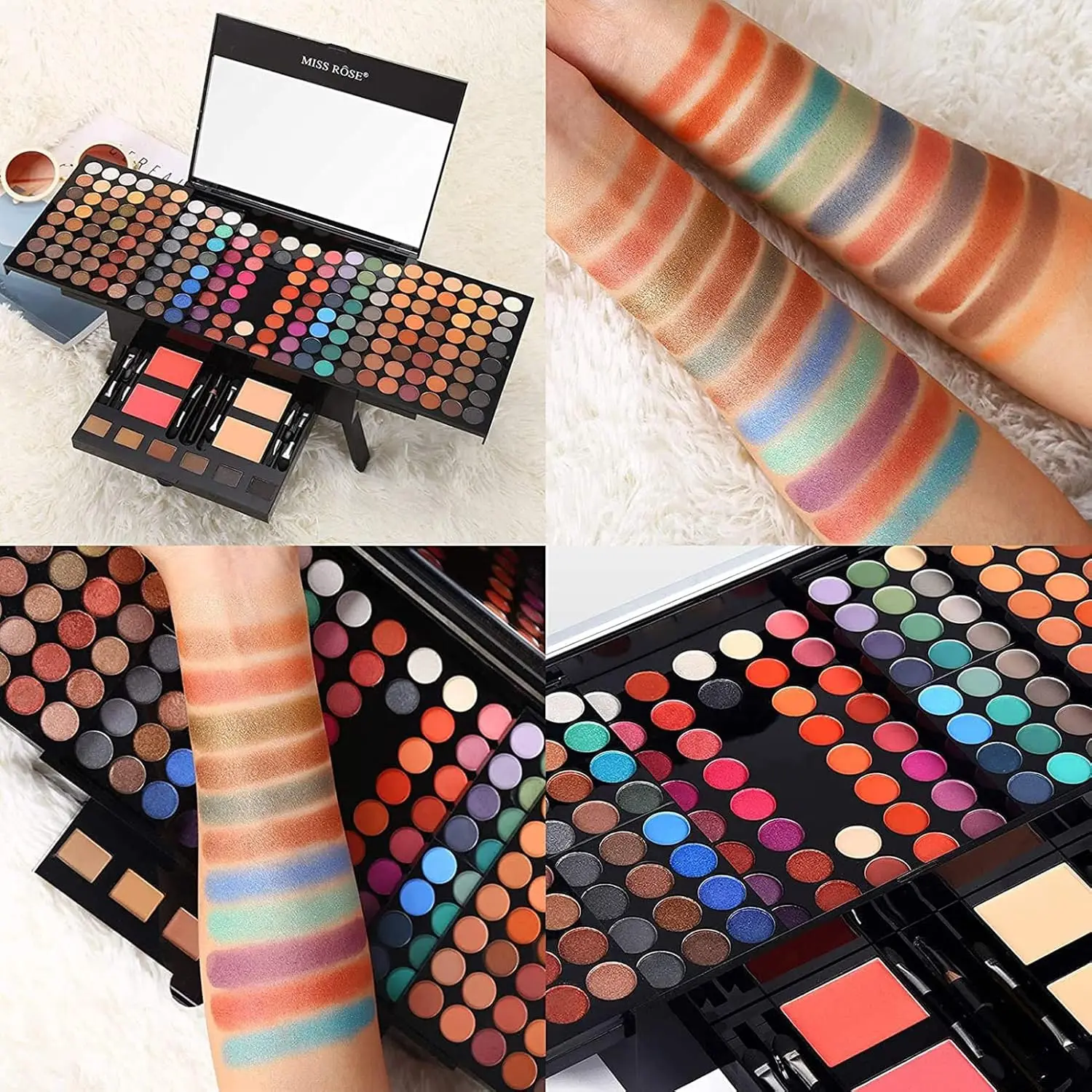 180 Colors Piano Eyeshadow Palette Matte & Shimmer Blush Set with Black Eyeliner Mother's Day Makeup Gift Kit For Mother's Day