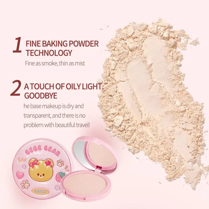 Cute Leather Matte Pressed Powder Smooth Oil Control Long-Lasting Waterproof Brightening Concealer Makeup Setting Powder