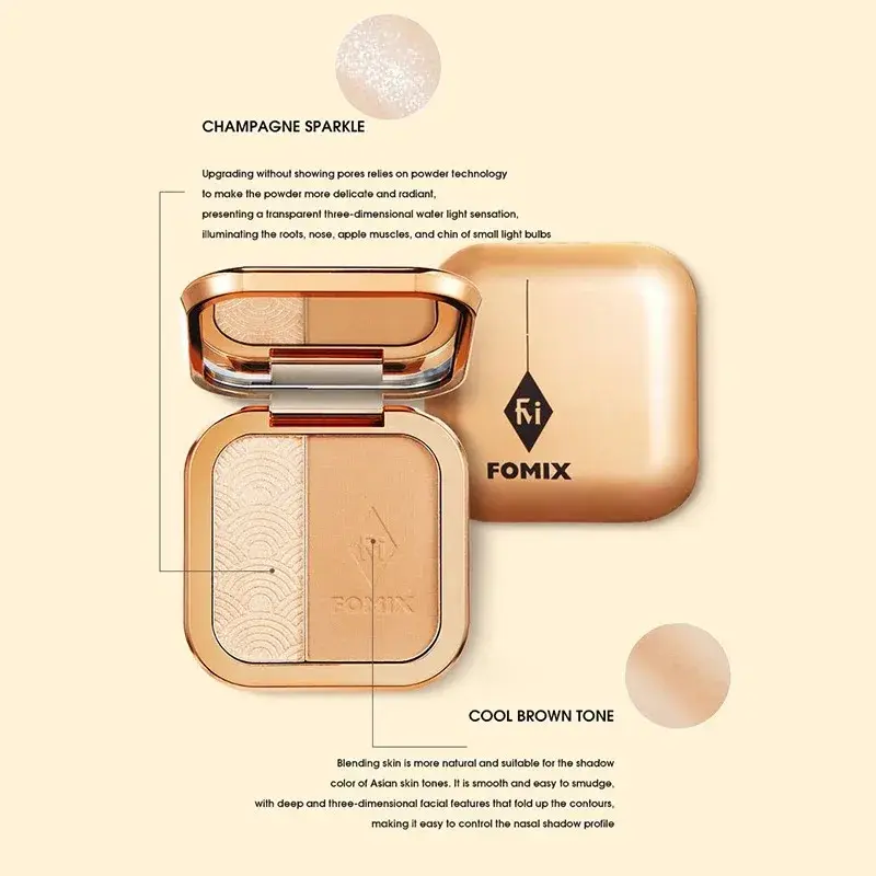Dual color high gloss facelift integrated disc brightens three-dimensional shadow, side shadow, nose shadow facelift powder