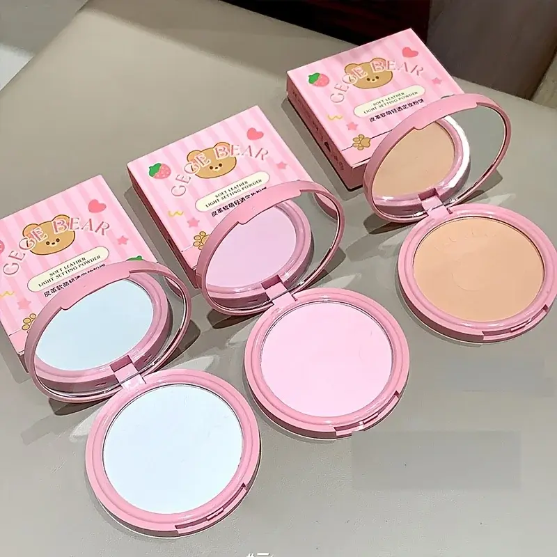 Cute Leather Matte Pressed Powder Smooth Oil Control Long-Lasting Waterproof Brightening Concealer Makeup Setting Powder