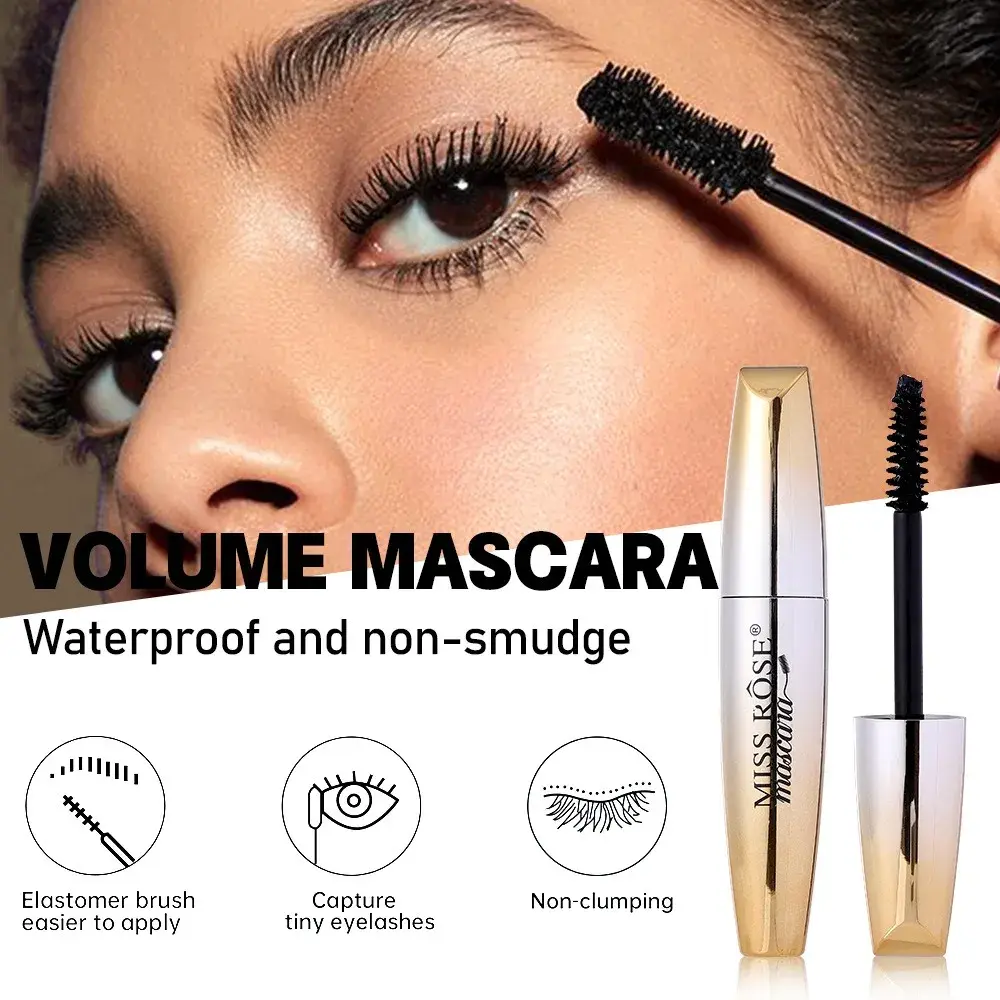 4D Waterproof Curling Mascara Black Silk Fiber Eyelash Extension - Lengthening Lasting Makeup for Women No Smudging