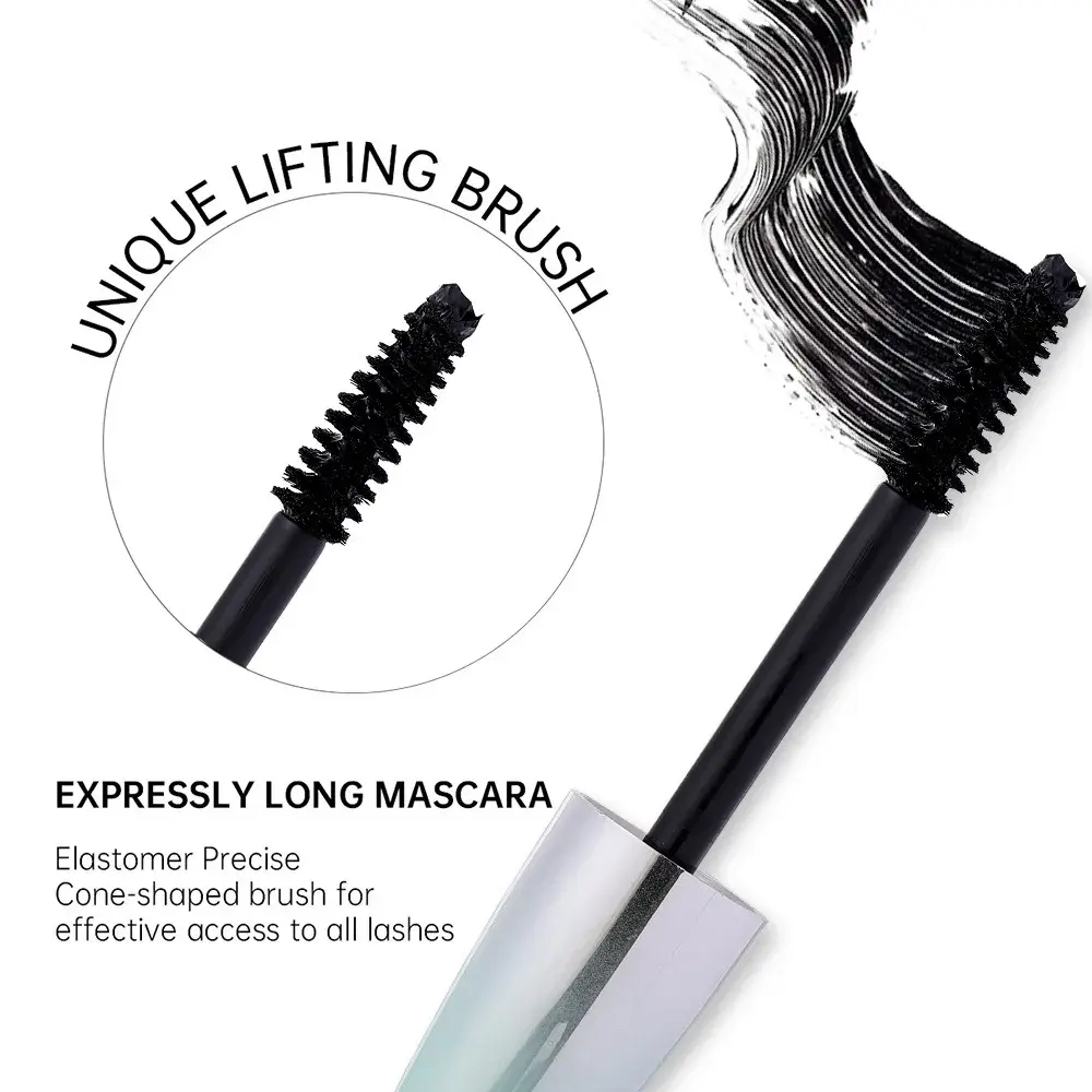 4D Waterproof Curling Mascara Black Silk Fiber Eyelash Extension - Lengthening Lasting Makeup for Women No Smudging