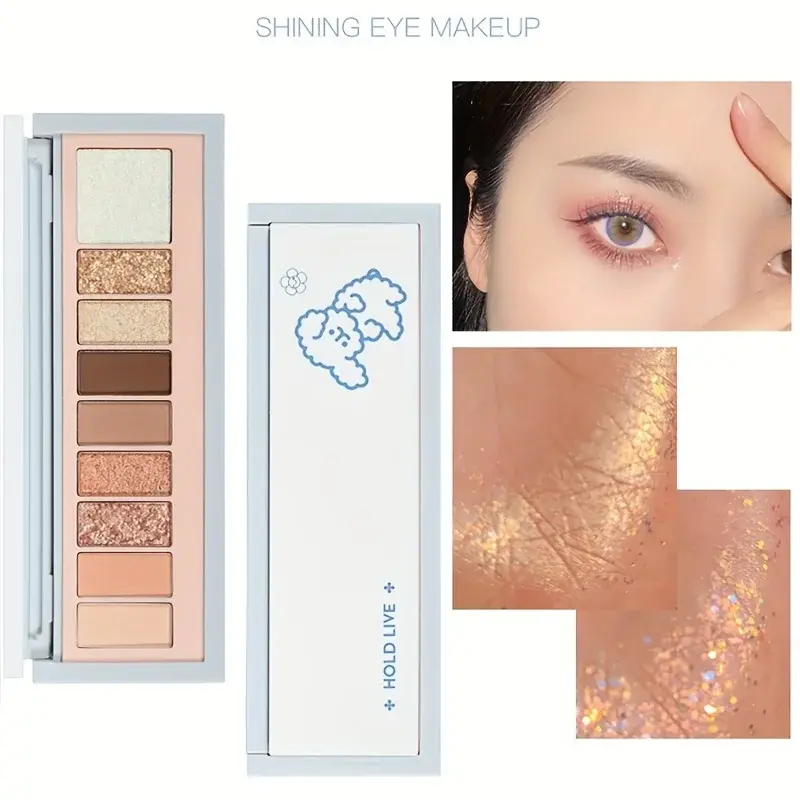9-Color Soft Matte Eyeshadow Palette Velvet Pigmented Shimmer Matte Natural 3D Look Cute Blendable Long-Lasting Wear