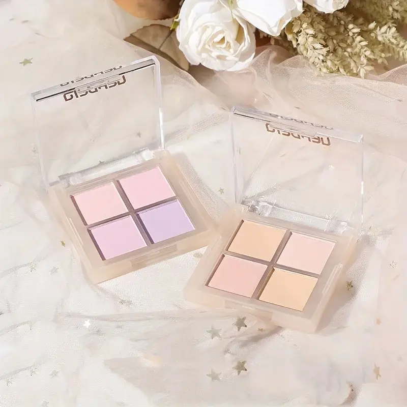 Four Color Peach Cream Blush Palette Nude Apricot Cheek Contour Brightening Makeup Blusher Rouge Cheek Tint for Cosmetics