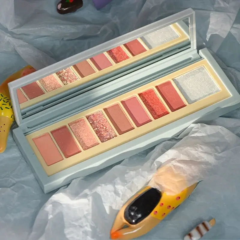 9-Color Soft Matte Eyeshadow Palette Velvet Pigmented Shimmer Matte Natural 3D Look Cute Blendable Long-Lasting Wear