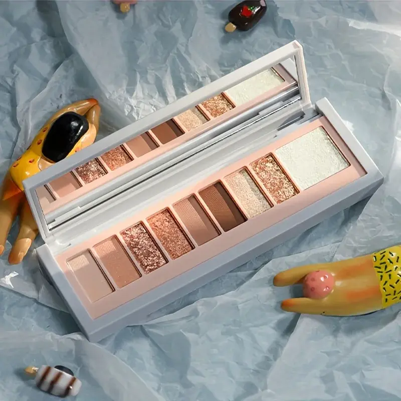 9-Color Soft Matte Eyeshadow Palette Velvet Pigmented Shimmer Matte Natural 3D Look Cute Blendable Long-Lasting Wear