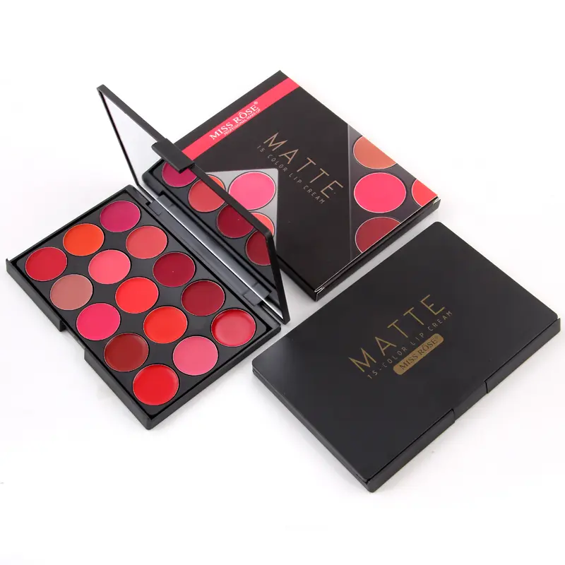 15-Color Matte Lipstick Palette - Waterproof Long Lasting Moisturizing Lip Gloss Set, Velvet Creamy Lipstick Tray for Women, Gif