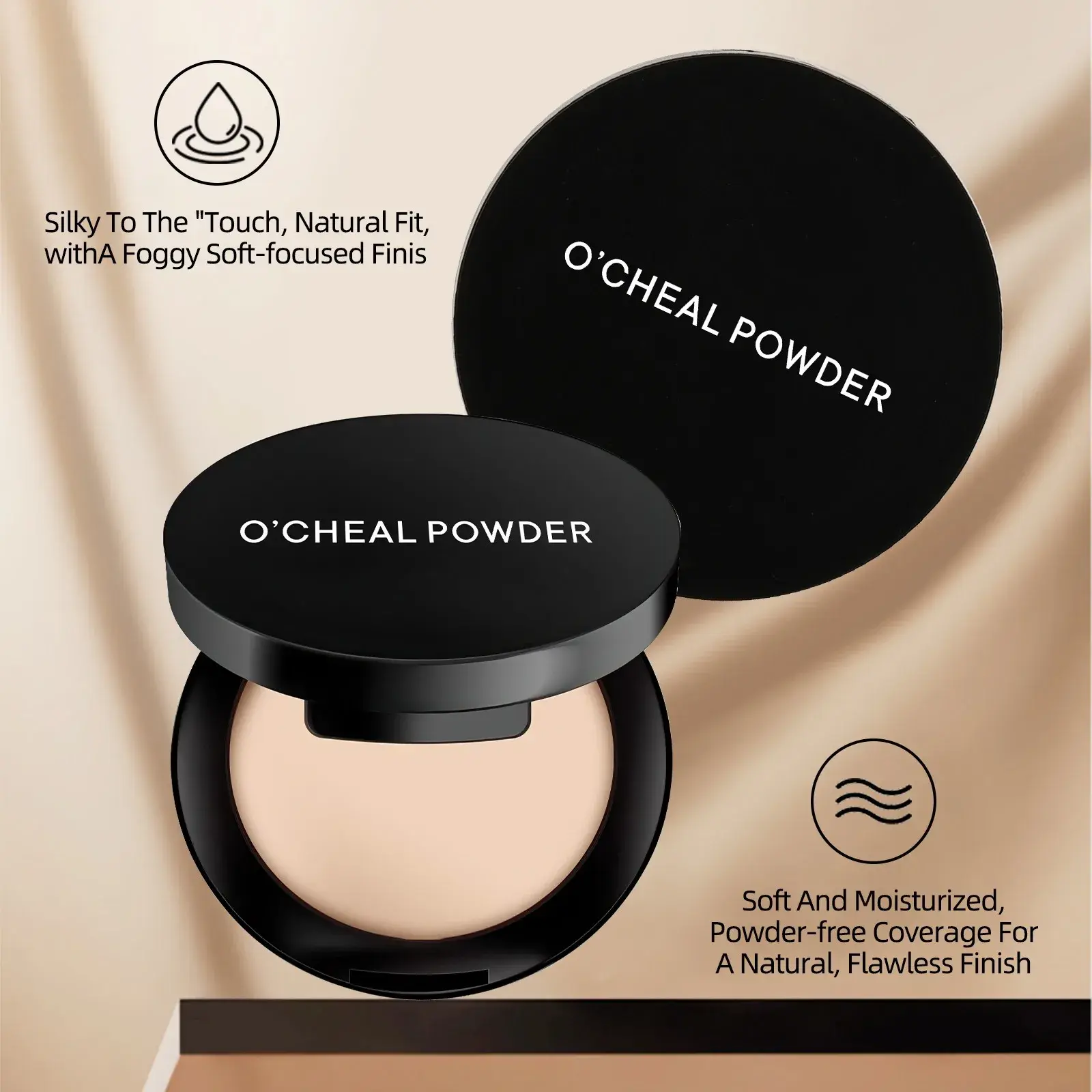 3 Colors Matte Concealer Pressed Powder Oil Control Smoothing Finishing Long-Lasting Natural Coverage Portable for Women Girl
