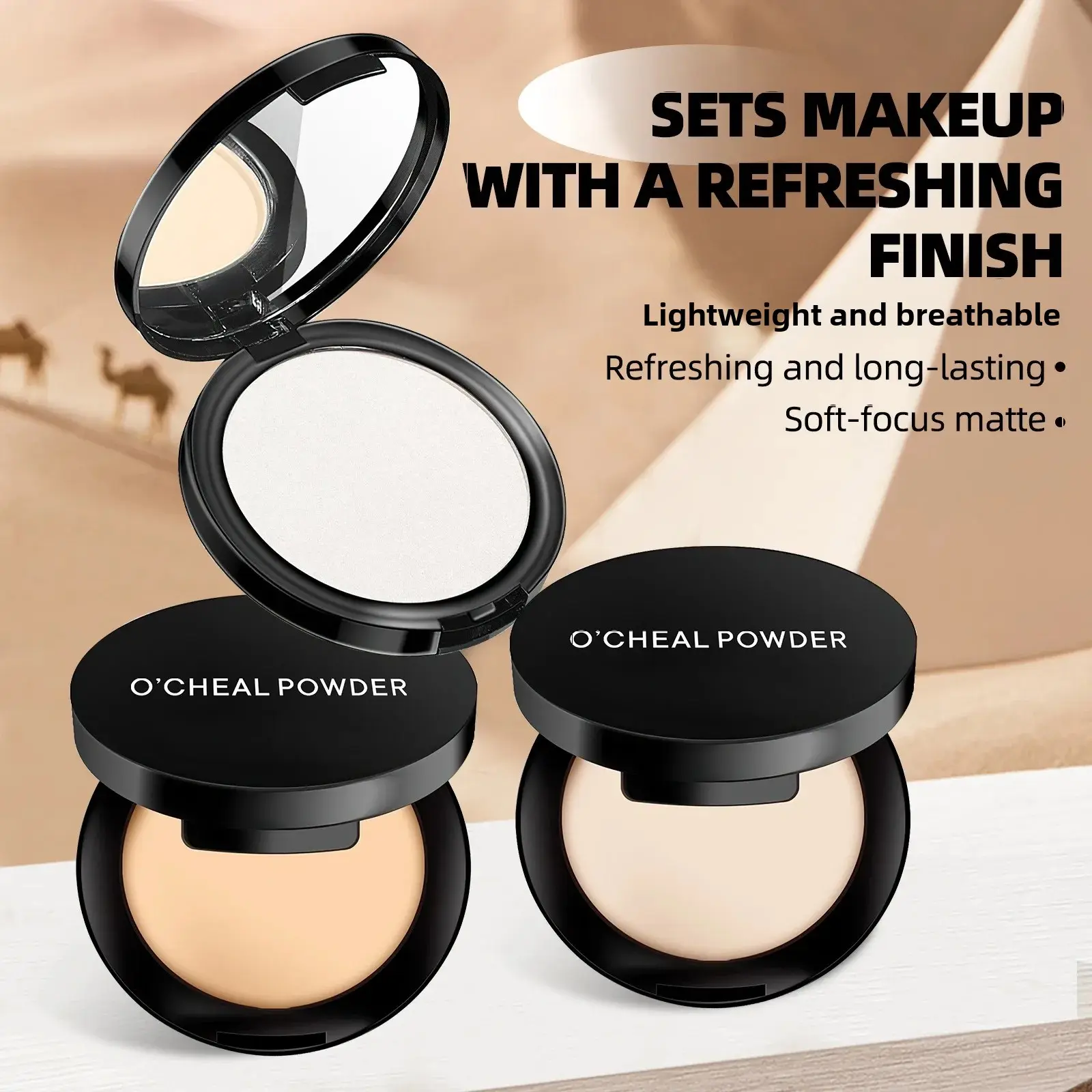 3 Colors Matte Concealer Pressed Powder Oil Control Smoothing Finishing Long-Lasting Natural Coverage Portable for Women Girl