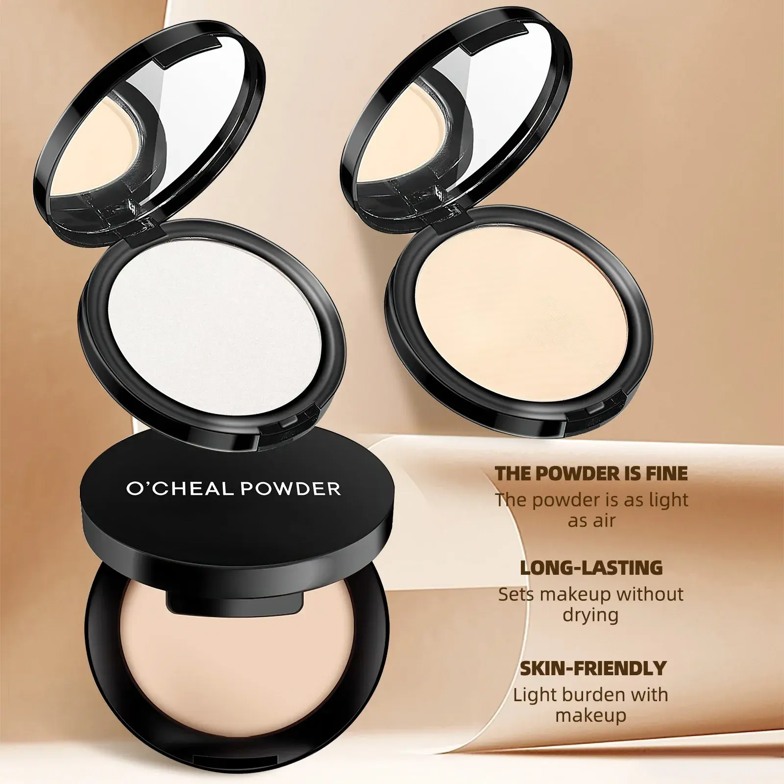 3 Colors Matte Concealer Pressed Powder Oil Control Smoothing Finishing Long-Lasting Natural Coverage Portable for Women Girl