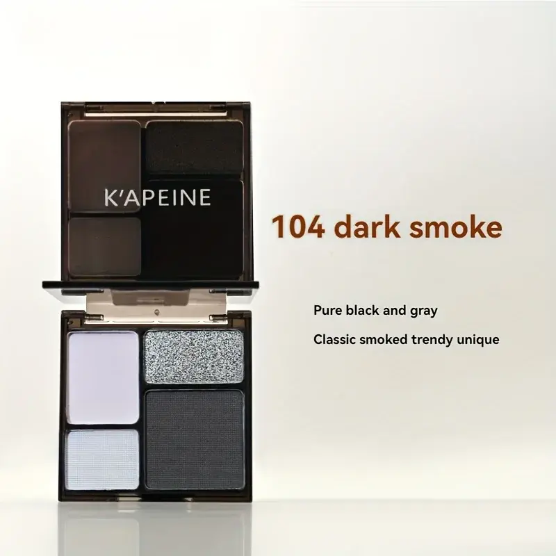 4 Colors Punk Smokey Eyeshadow Palette Matte Glitter Long Lasting Shimmer Cool Toned Black Blue Eye Pigment for Makeup