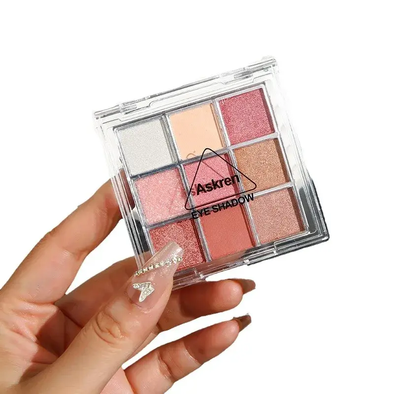 Summer 9-Color Eyeshadow Palette Rose Gold Brown Pink Orange - Matte Shimmer Effect Long-Lasting Glitter Makeup Palette
