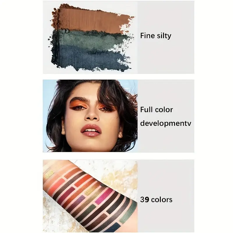 39 Colors Eyeshadow Palette Professional Matte Shimmer Sequin Fine Flash Waterproof Long-Lasting for Stage Performance