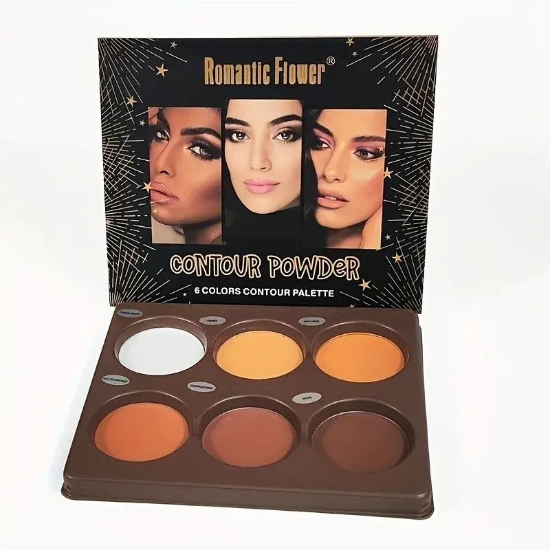 6-Color Powder Contouring Tray Long-Lasting Waterproof Contoured Highlighter Makeup Palette Smooth Illumination Sculpt V-Face