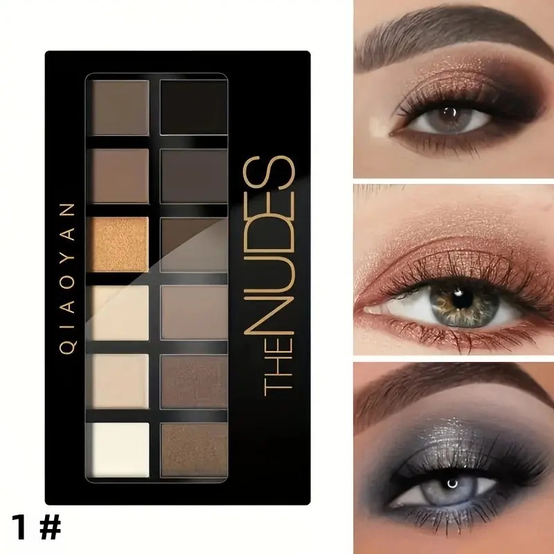 12-Color Nude Eyeshadow Palette Neutral Tones Matte & Shimmer Long Lasting Blendable Makeup for Beginners And Professionals