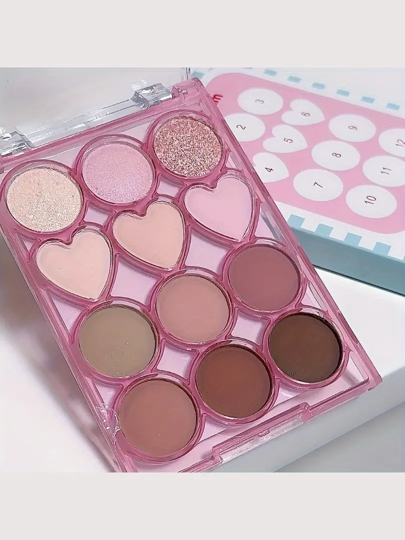 12-Color Nude Eyeshadow Palette Korean-Style Soft Glam Multifunctional Matte Shimmer Low-Saturation Morandi Tones For Girl/Women