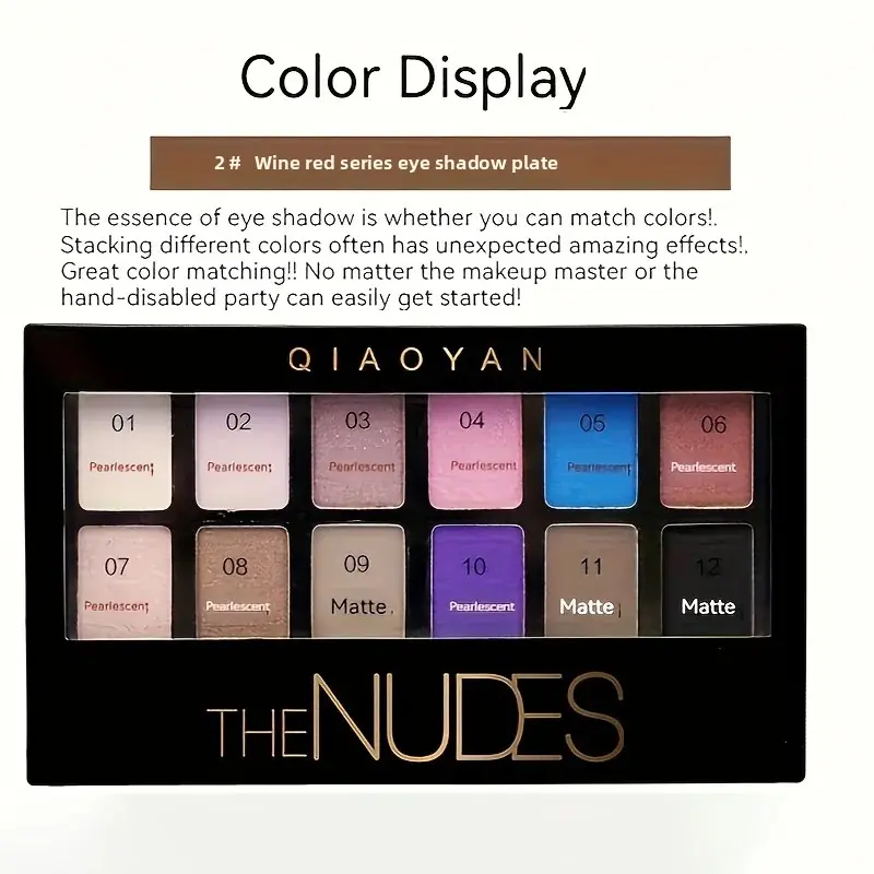 12-Color Nude Eyeshadow Palette Neutral Tones Matte & Shimmer Long Lasting Blendable Makeup for Beginners And Professionals