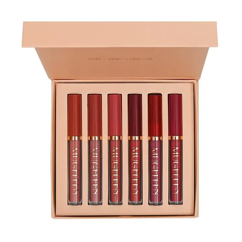 6-Colors Matte Lip Gloss Set Smooth Long-Lasting Moisturizing Waterproof Lipstick Holiday Gift Box