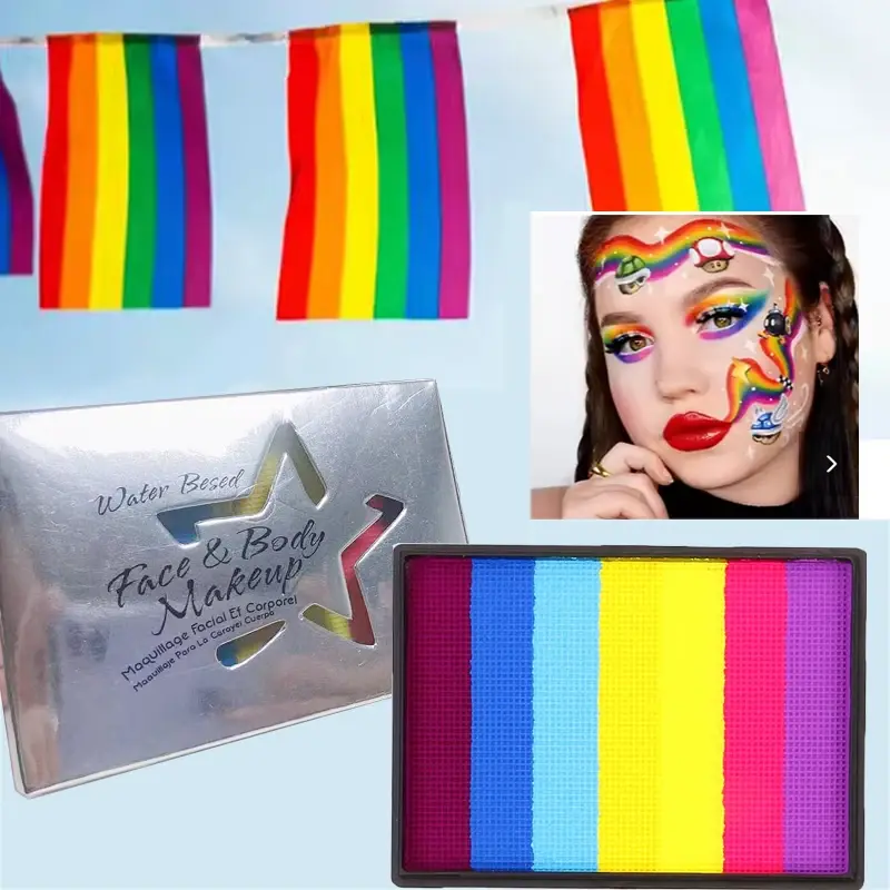 50g Water-Soluble Rainbow Palette Children's Face And Body Paint Halloween Stage Makeup Safe Body Paint Pigments for Face Art