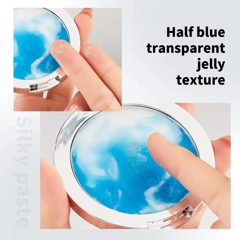 The Blue Sky Oil Control Long-lasting Powder Cake with Powder Puff Makeup Waterproof Wet and Dry Face foundation cosmetics The B