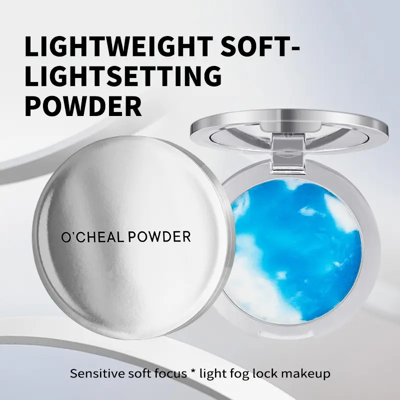 The Blue Sky Oil Control Long-lasting Powder Cake with Powder Puff Makeup Waterproof Wet and Dry Face foundation cosmetics The B