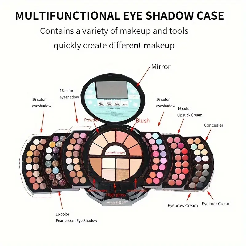 110 Color All-in-One Makeup Palette Gift Set Include Eyeshadow Glitter Lipstick Concealer Blush eyeliner highlighter With Mirror