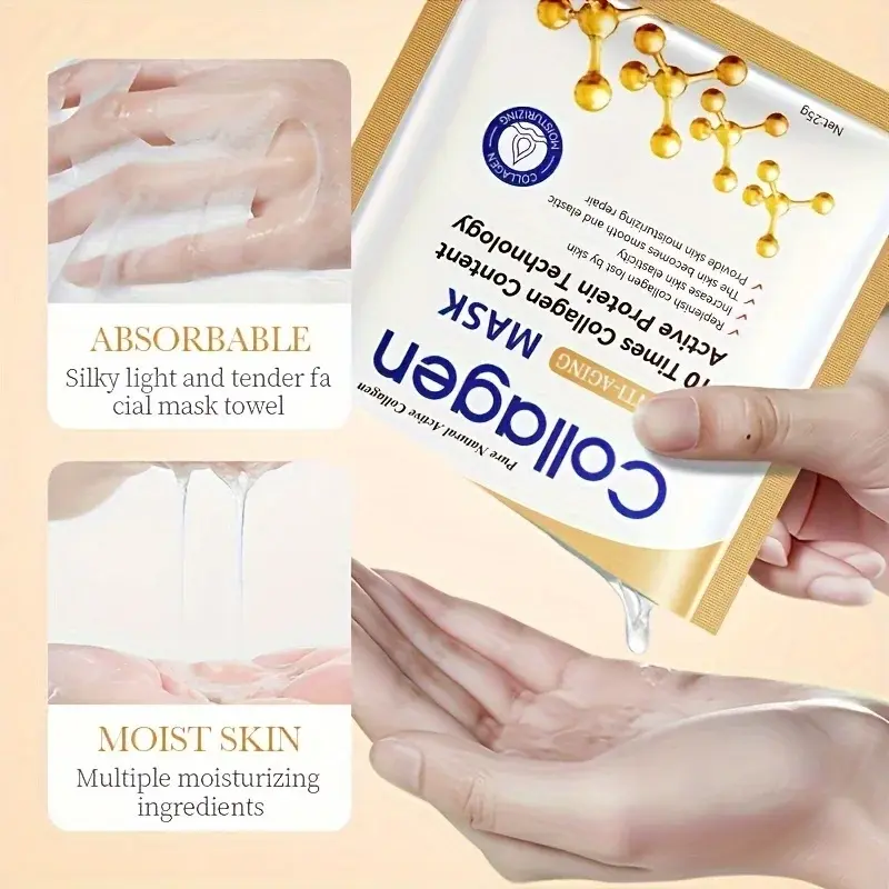 10pcs Collagen Face Mask Moisturizing Anti-aging Brightening skincare Face Sheet Mask Facial Masks Skin Care