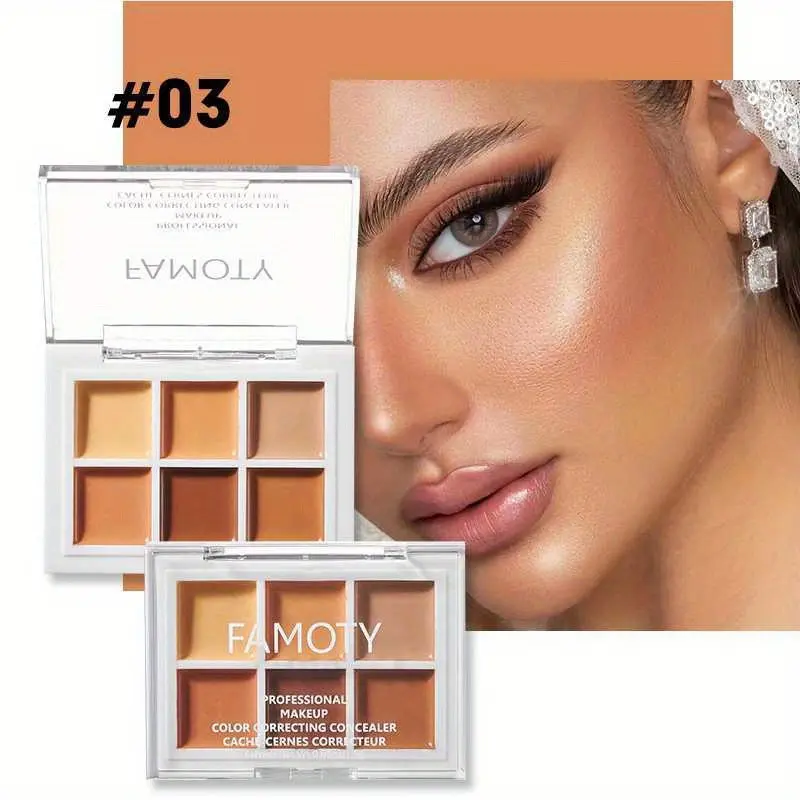 Six Colors Concealer, Long-Lasting Concealer, Waterproof Concealer Palette, Non-Peeling Contour Pal, Concealer