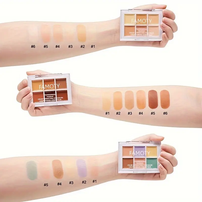 Six Colors Concealer, Long-Lasting Concealer, Waterproof Concealer Palette, Non-Peeling Contour Pal, Concealer
