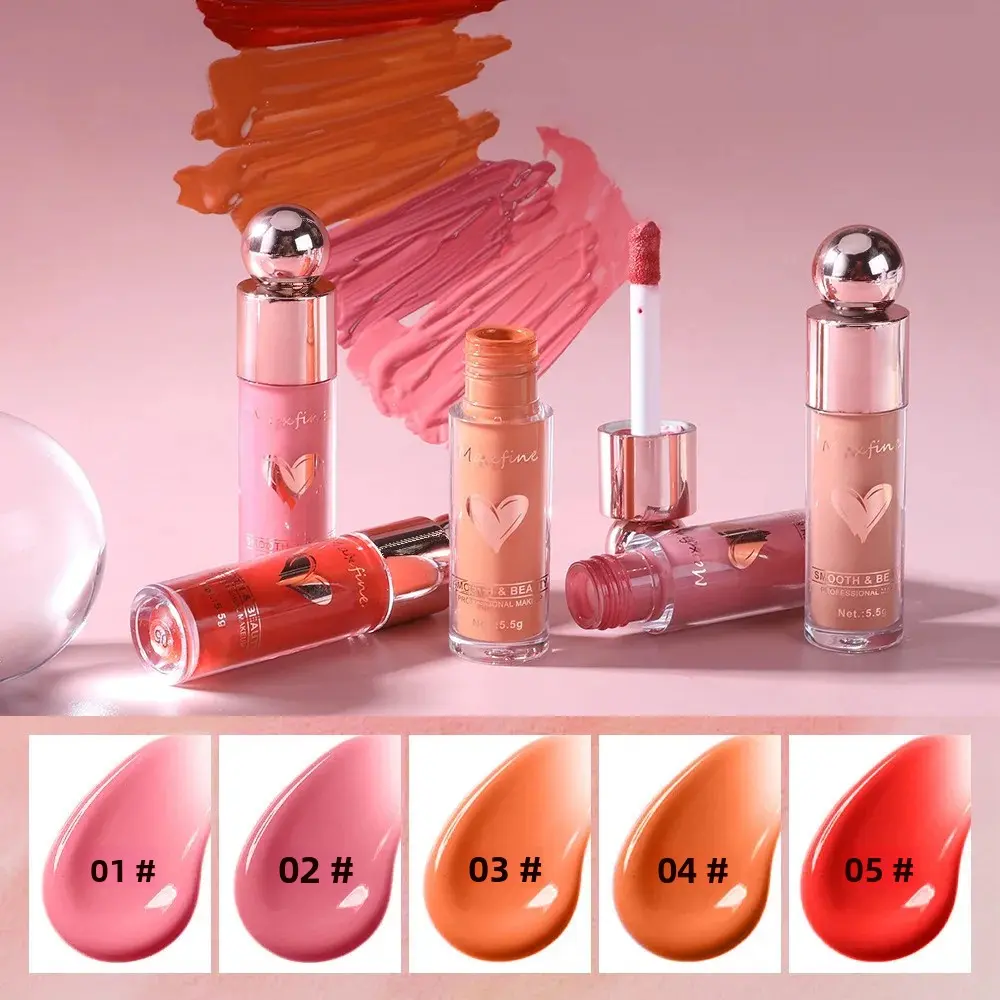 Long-Lasting&Non-Fading Liquid Blush Lipstick Dual-Purpose for Lips&Cheeks Highly Pigmented Lightweight Smudge-Proof 5 Colors