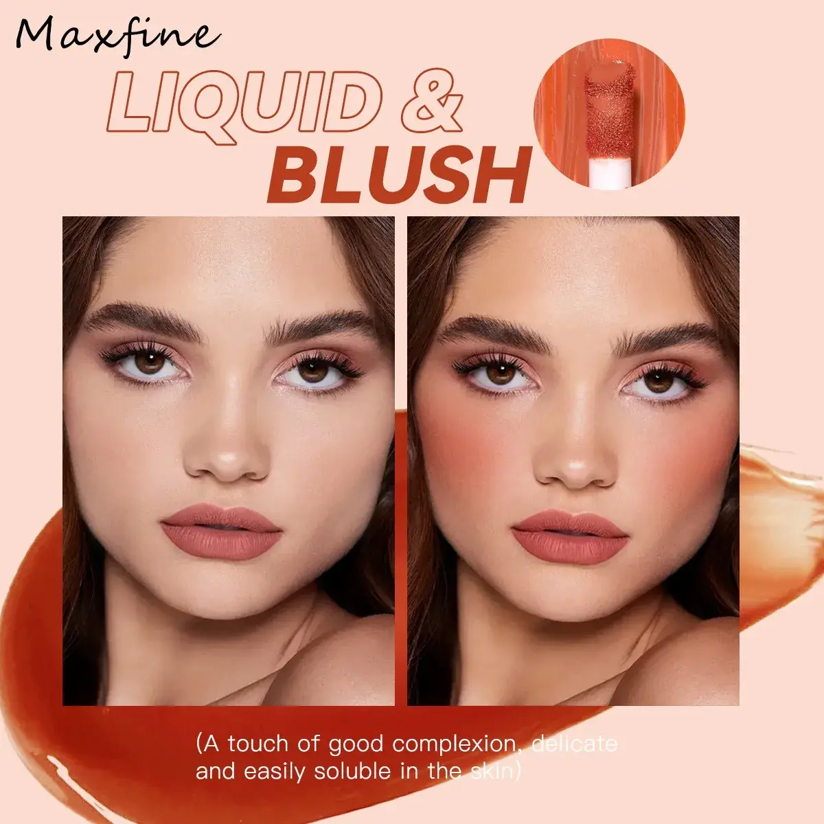 Long-Lasting&Non-Fading Liquid Blush Lipstick Dual-Purpose for Lips&Cheeks Highly Pigmented Lightweight Smudge-Proof 5 Colors