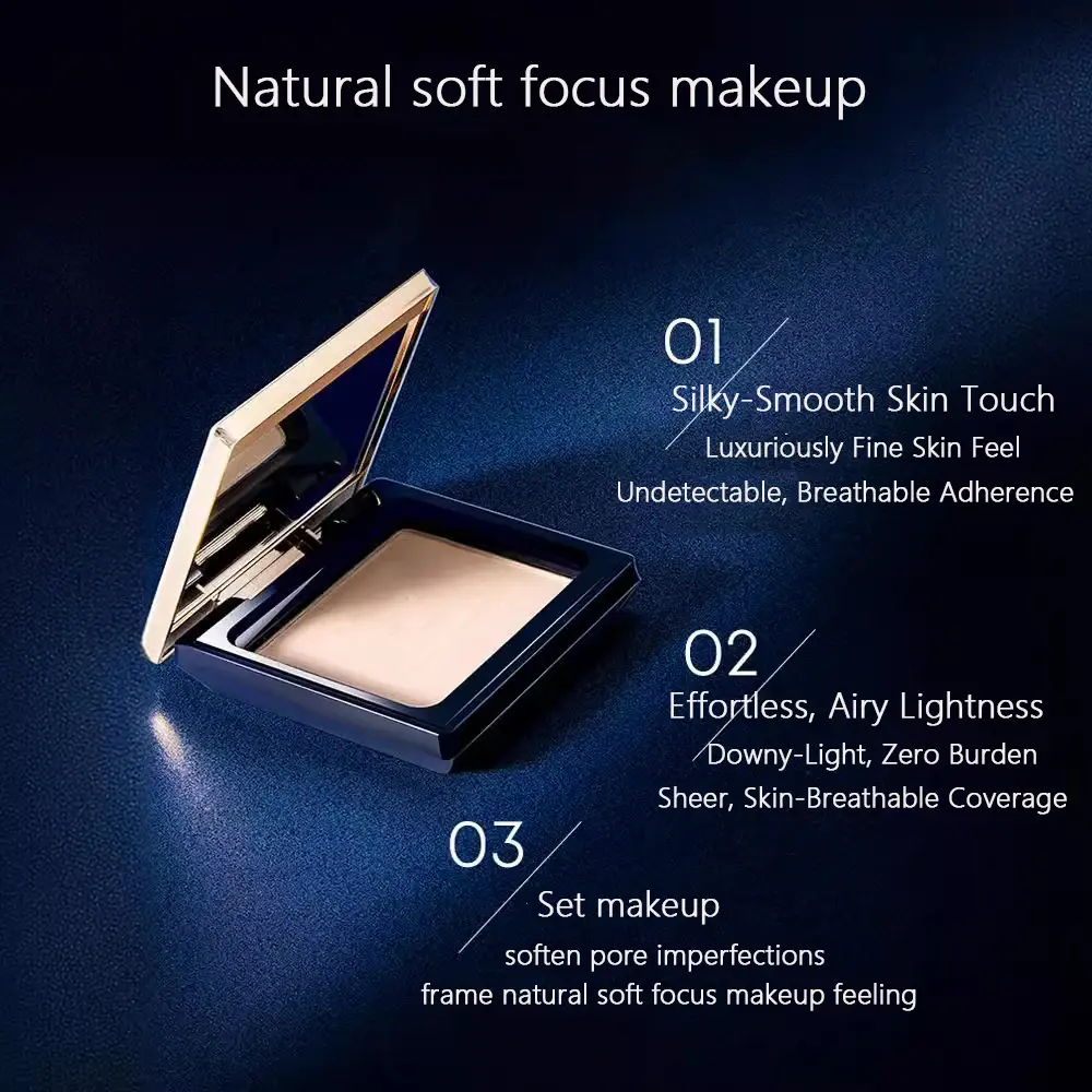 Waterproof Oil-Control Long-Lasting Face Powder with Puff - Makeup Setting Powder for Facial Foundation Cosmetics