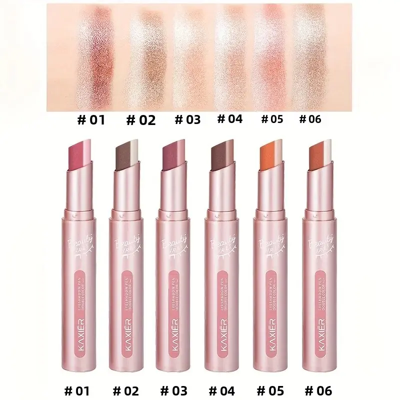 Waterproof Sweat-Proof Gradient Two-Color Eye Shadow Pen Pearlescent Fine Shiny Lazy Eye Shadow Pen for Easy Application