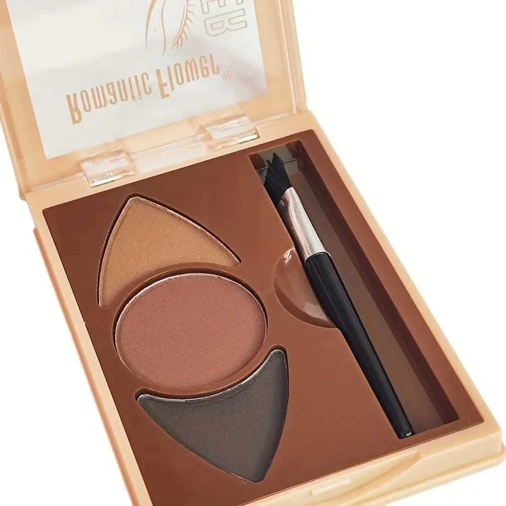 Multifunctional 3 Color Eyebrow Powder Kit with Brush - Long-Lasting Smudge-Resistant Natural 3D Brows Contour Makeup Set