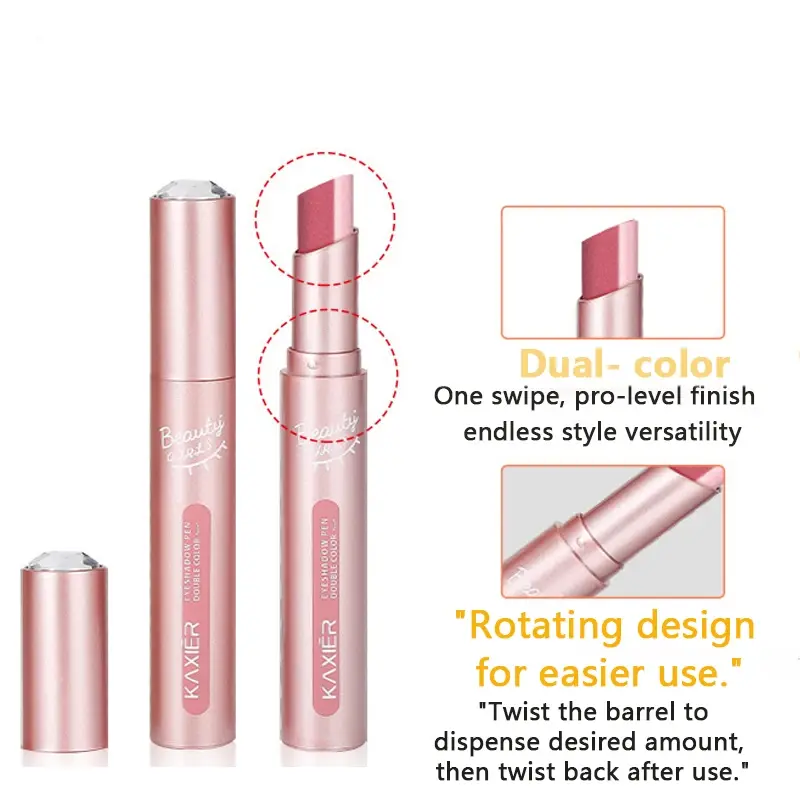 Waterproof Sweat-Proof Gradient Two-Color Eye Shadow Pen Pearlescent Fine Shiny Lazy Eye Shadow Pen for Easy Application