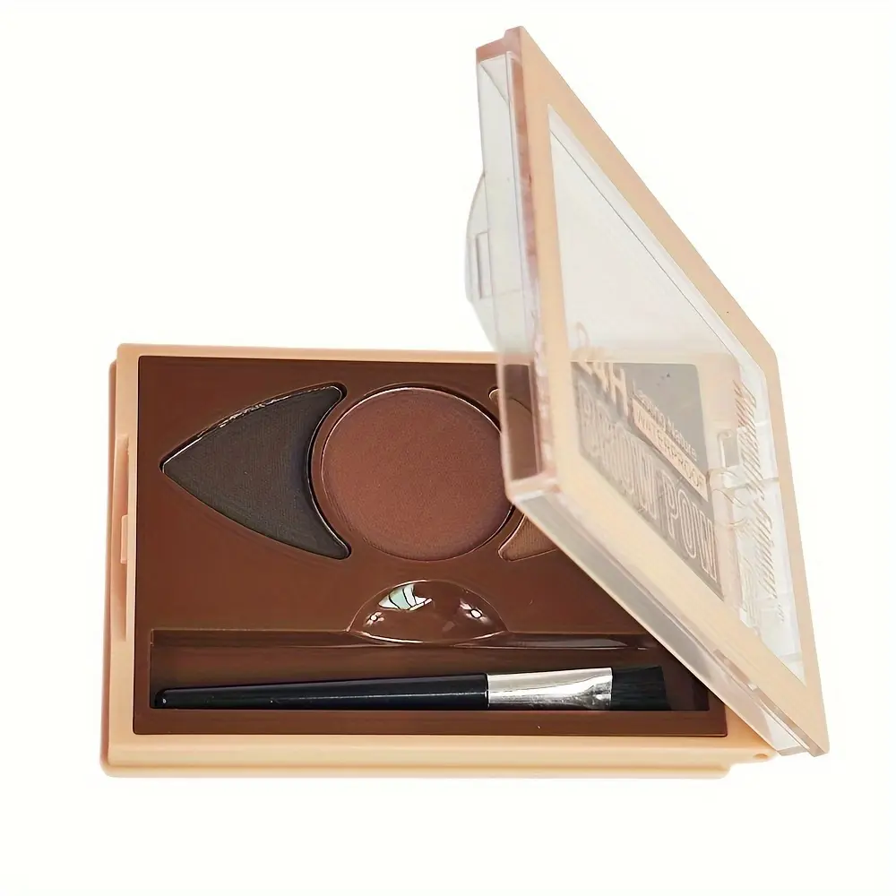 Multifunctional 3 Color Eyebrow Powder Kit with Brush - Long-Lasting Smudge-Resistant Natural 3D Brows Contour Makeup Set