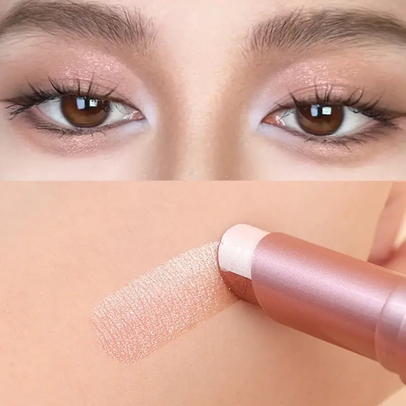 Waterproof Sweat-Proof Gradient Two-Color Eye Shadow Pen Pearlescent Fine Shiny Lazy Eye Shadow Pen for Easy Application