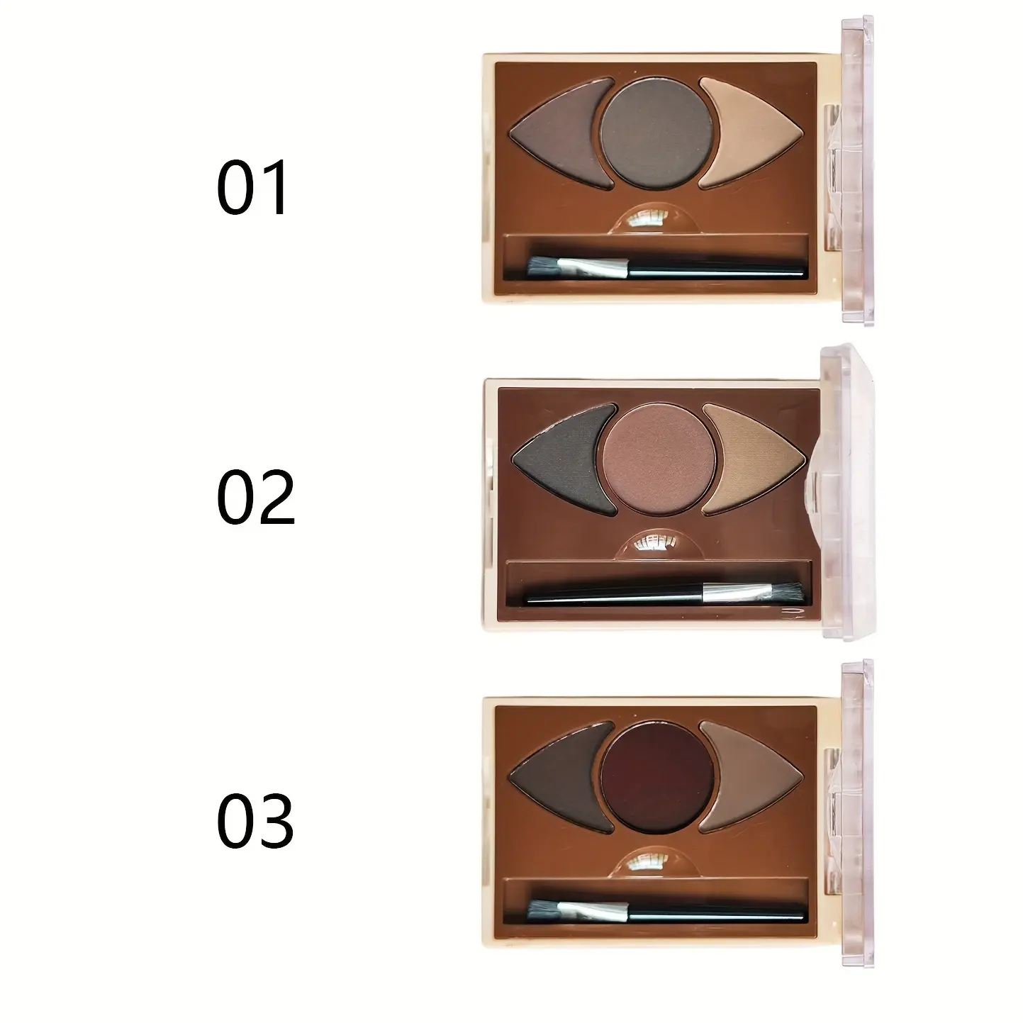 Multifunctional 3 Color Eyebrow Powder Kit with Brush - Long-Lasting Smudge-Resistant Natural 3D Brows Contour Makeup Set