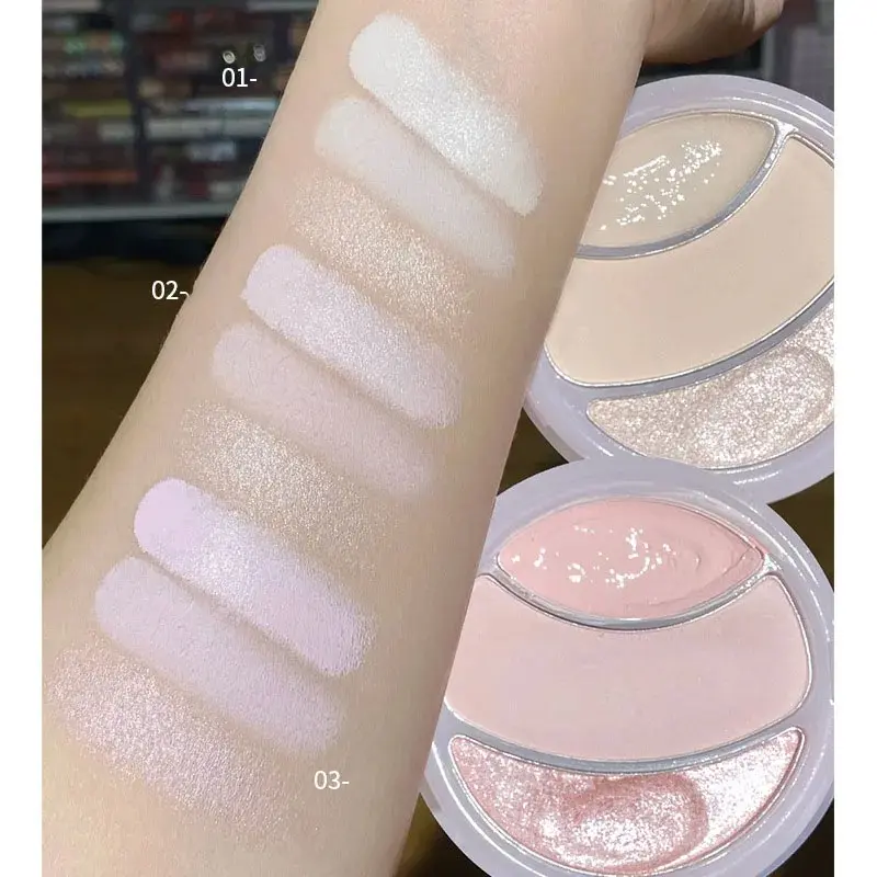 3D Matte&Shimmer Highlighter Powder Cream Water Light Pearl High Gloss Brighter Contouring Face Shading Concealer Makeup Palette