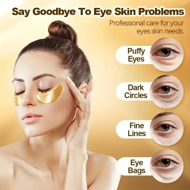 60pcs Gold Crystal Collagen Eye Masks Moisturizing Firming Gel Patches for Anti-Aging Dark Circles Eye Skin Care