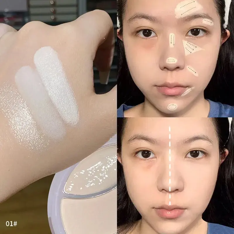 3D Matte&Shimmer Highlighter Powder Cream Water Light Pearl High Gloss Brighter Contouring Face Shading Concealer Makeup Palette