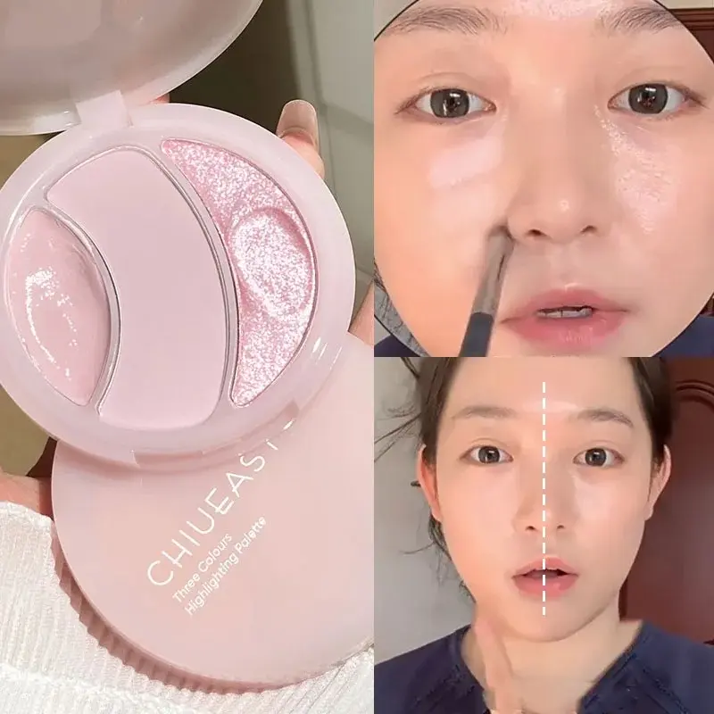 3D Matte&Shimmer Highlighter Powder Cream Water Light Pearl High Gloss Brighter Contouring Face Shading Concealer Makeup Palette
