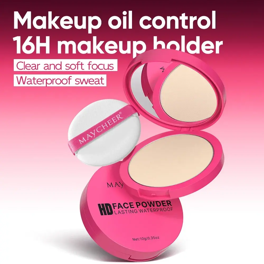 Natural Matte Pressed Powder Foundation - Oil Control Brightening Whitening Compact Concealer Face Base Makeup Cosmetic
