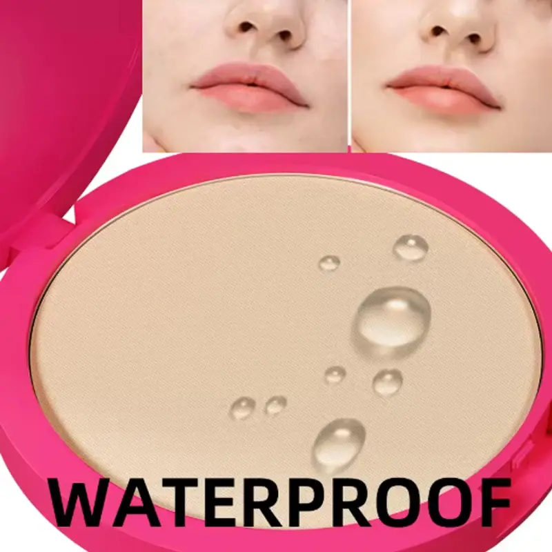 Natural Matte Pressed Powder Foundation - Oil Control Brightening Whitening Compact Concealer Face Base Makeup Cosmetic