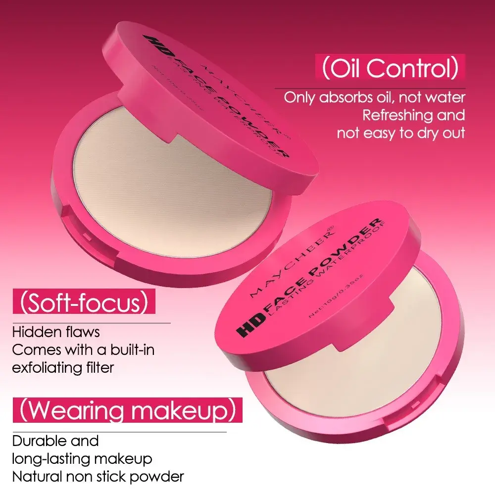 Natural Matte Pressed Powder Foundation - Oil Control Brightening Whitening Compact Concealer Face Base Makeup Cosmetic