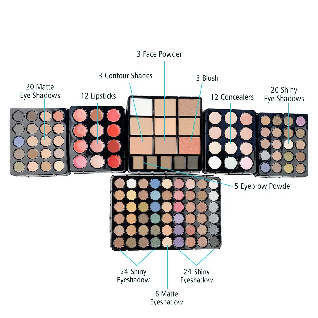127pcs Professional Makeup Kit for Women Portable All-In-One Cosmetics Set Silvery Gift Box Ideal for Mother's Day