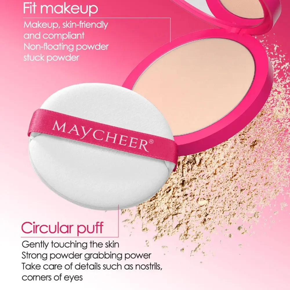 Natural Matte Pressed Powder Foundation - Oil Control Brightening Whitening Compact Concealer Face Base Makeup Cosmetic